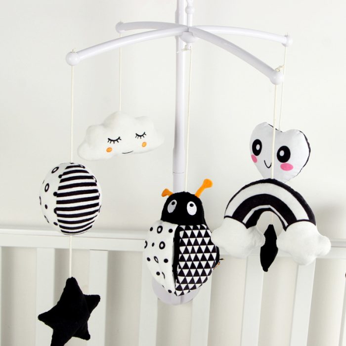 Black and White Baby Crib Mobile Music Box