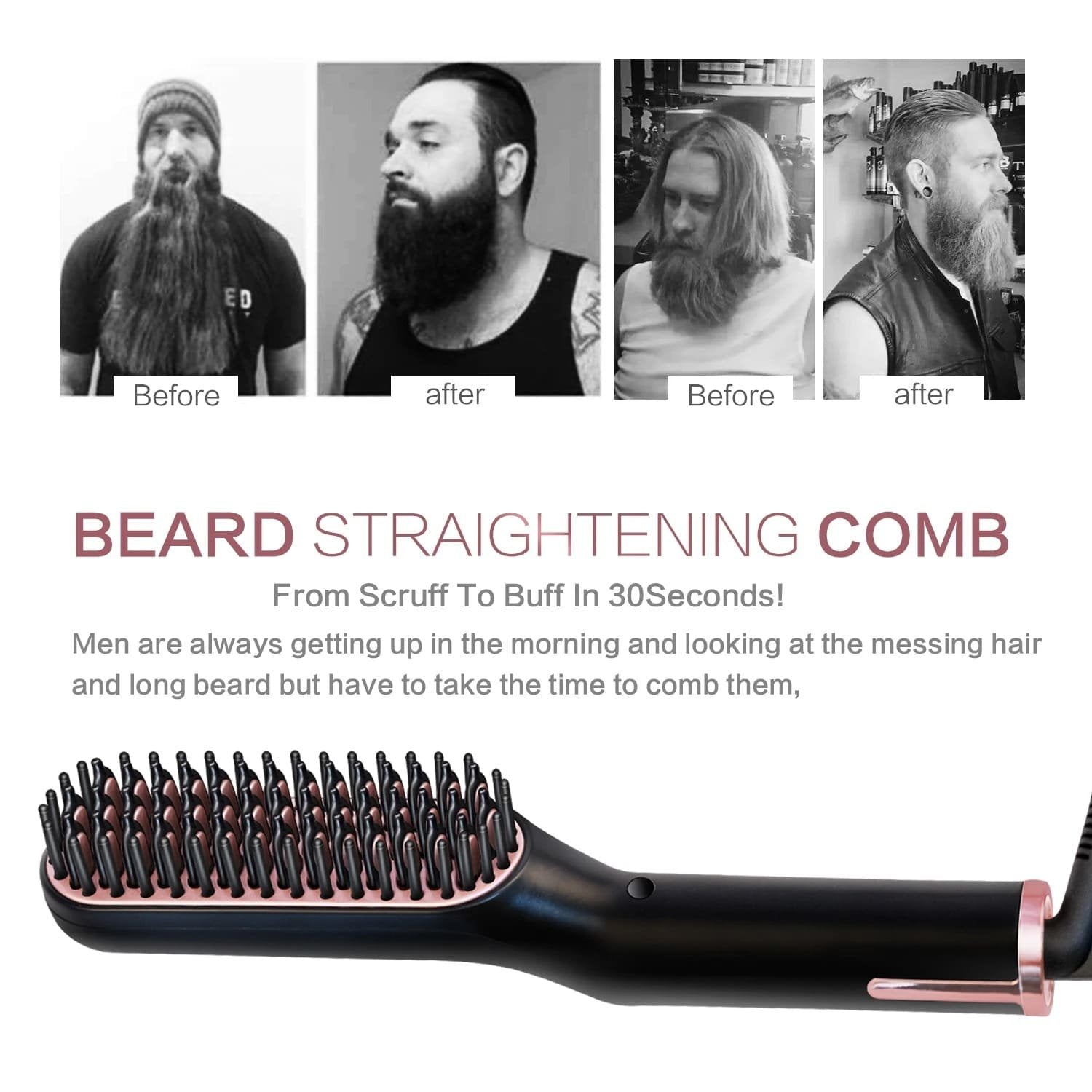 Electric Beard Brush Heated Styling Brush for Men Ion Hair Straightening Tool