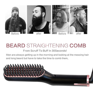 Electric Beard Brush Heated Styling Brush for Men Ion Hair Straightening Tool