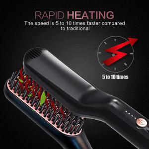 Electric Beard Brush Heated Styling Brush for Men Ion Hair Straightening Tool