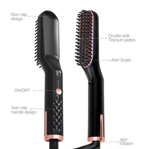 Electric Beard Brush Heated Styling Brush for Men Ion Hair Straightening Tool