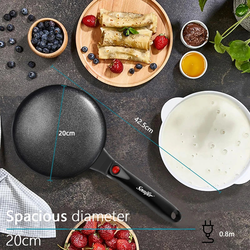 Electric Crepe Maker With Non Stick Plate 600W Hanging Handle Black 1005007409270261-WHITE-UK
