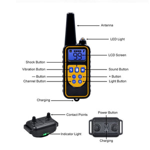 Rechargeable Waterproof Electric Dog Bark Collar With Remote Control For All Size Dogs