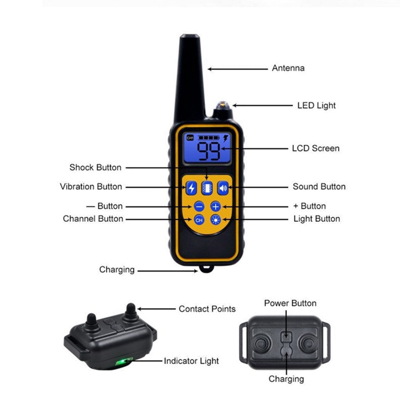 Rechargeable Waterproof Electric Dog Bark Collar With Remote Control For All Size Dogs