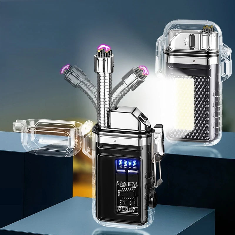 Electric Dual Arc Lighter With Cob Light, Valentines Gifts For Him 1005006187509133-A-Black White
