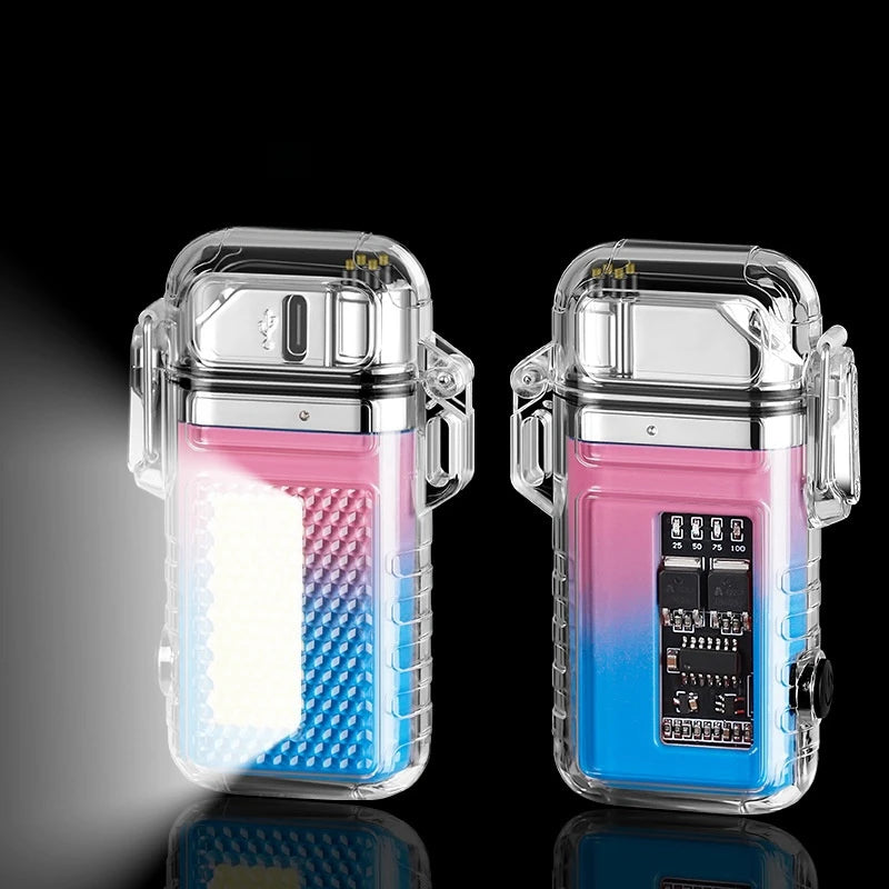 Electric Dual Arc Lighter With Cob Light, Valentines Gifts For Him 1005006187509133-A-Black White
