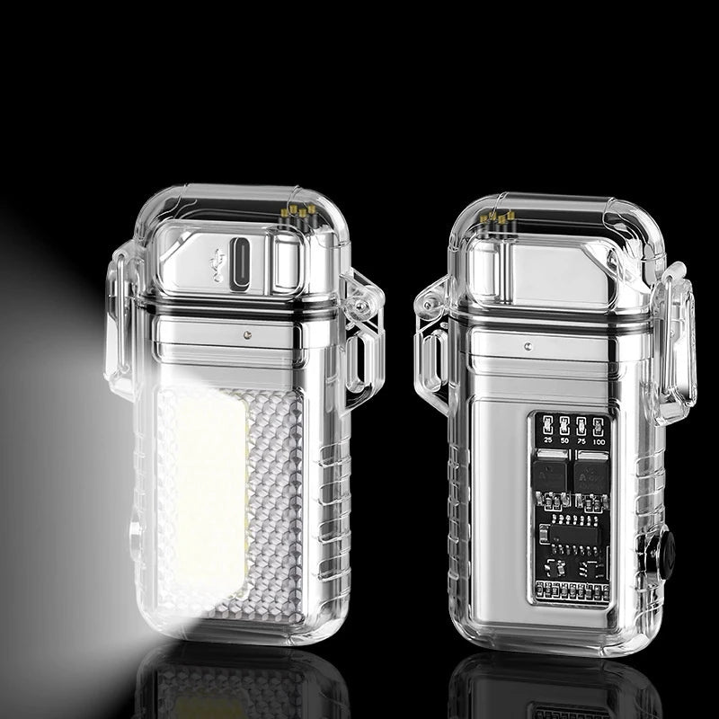 Electric Dual Arc Lighter With Cob Light, Valentines Gifts For Him 1005006187509133-A-Black White