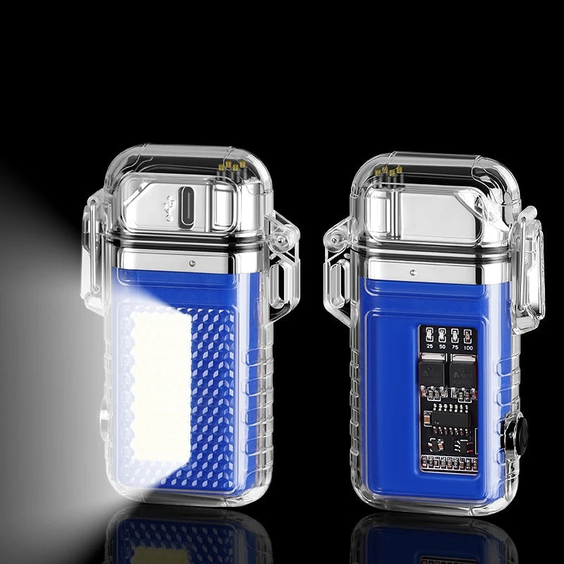 Electric Dual Arc Lighter With Cob Light, Valentines Gifts For Him 1005006187509133-A-Black White