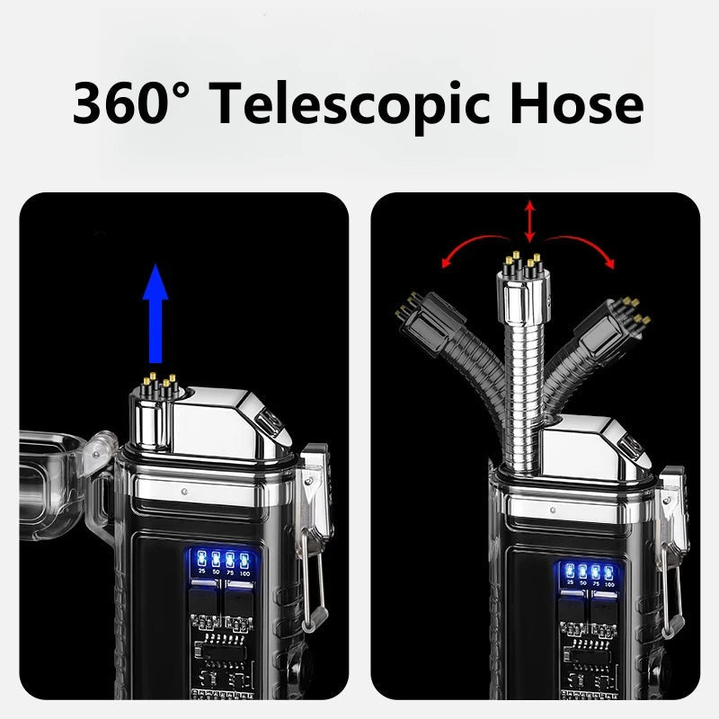 Electric Dual Arc Lighter With Cob Light, Valentines Gifts For Him 1005006187509133-A-Black White