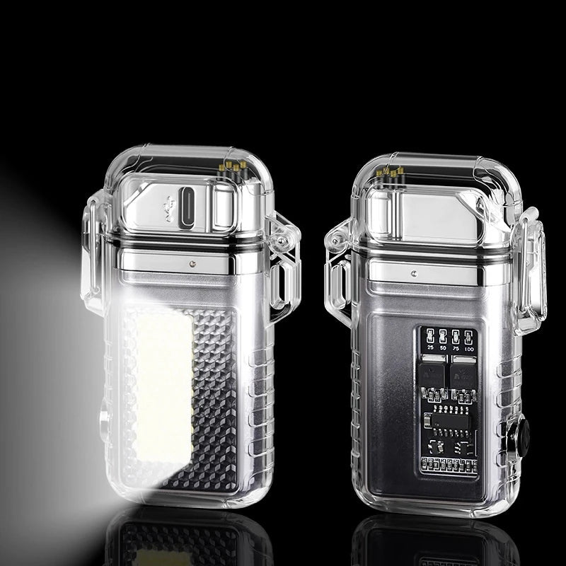 Electric Dual Arc Lighter With Cob Light, Valentines Gifts For Him 1005006187509133-A-Black White