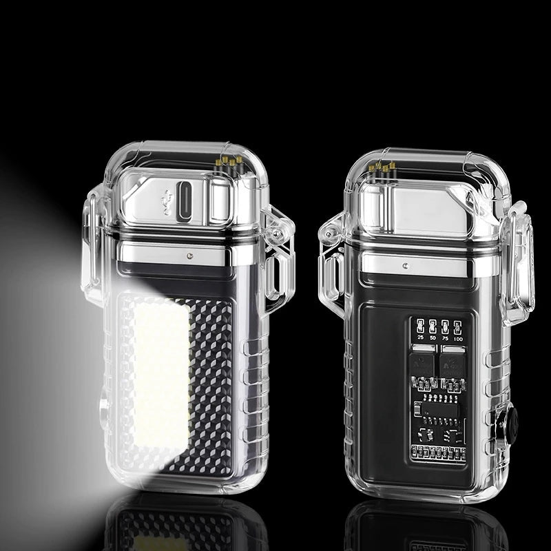 Electric Dual Arc Lighter With Cob Light, Valentines Gifts For Him 1005006187509133-A-Black White