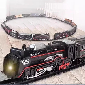 Electric Freight Train Track Set with Light for Kids