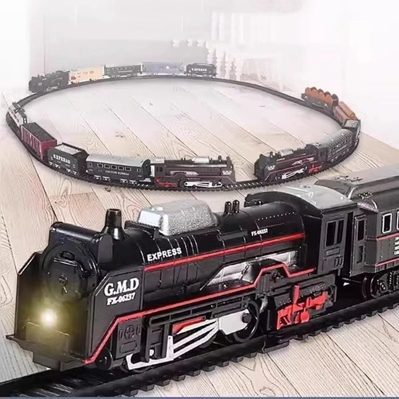 Electric Freight Train Track Set with Light for Kids