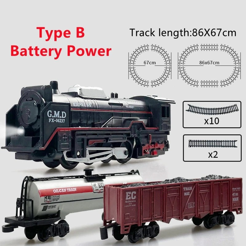 Electric Freight Train Track Set with Light for Kids