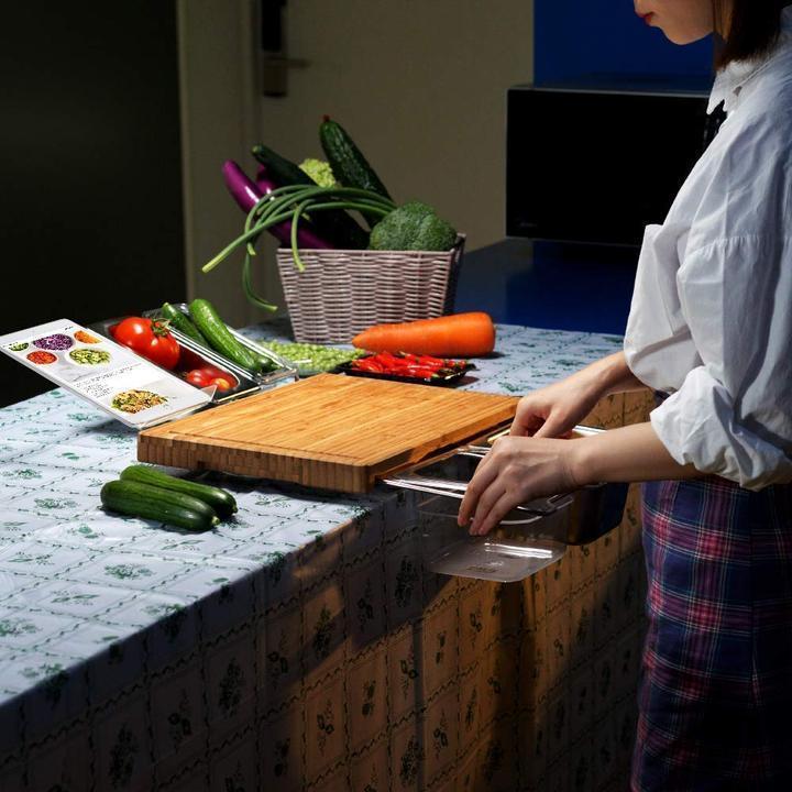 Extensible Bamboo Cutting Board Set With Containers For Kitchen With Juice Groove, Eco-Friendly Chopping And Serving Board