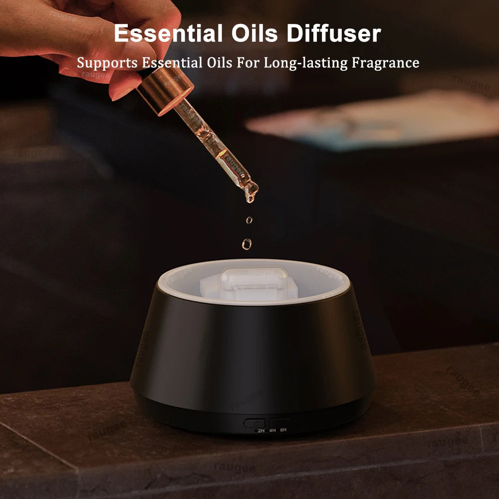 Flame Effect Essential Oil Diffuser Humidifier With Night Light 1005009734317551-Black