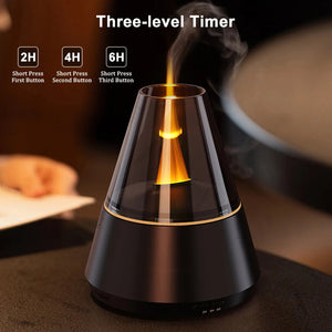 Flame Effect Essential Oil Diffuser Humidifier With Night Light 1005009734317551-Black