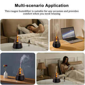 Flame Effect Essential Oil Diffuser Humidifier With Night Light 1005009734317551-Black