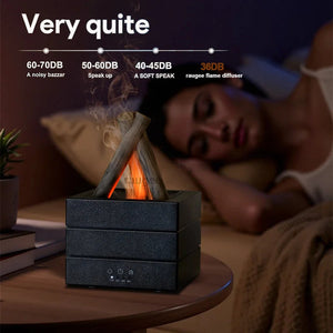 Flame Effect Essential Oil Diffuser Humidifier With Remote And Night Light 1005009832044899-White