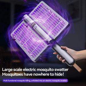Foldable Electric Mosquito Swatter With Anti Mosquito Lamp Zapper 1005009510893894-Grey