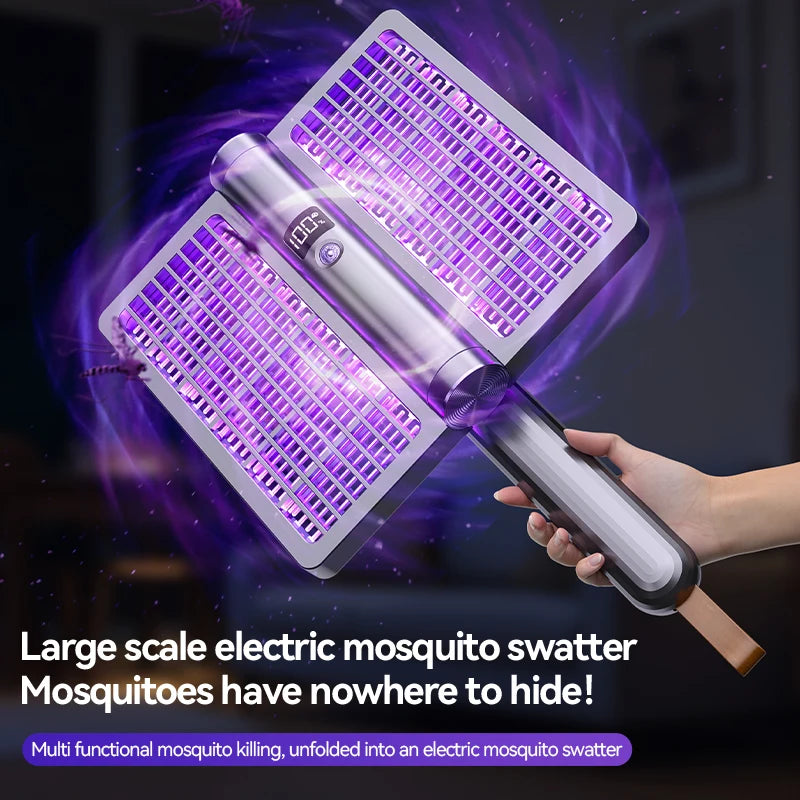 Foldable Electric Mosquito Swatter With Anti Mosquito Lamp Zapper 1005009510893894-Grey