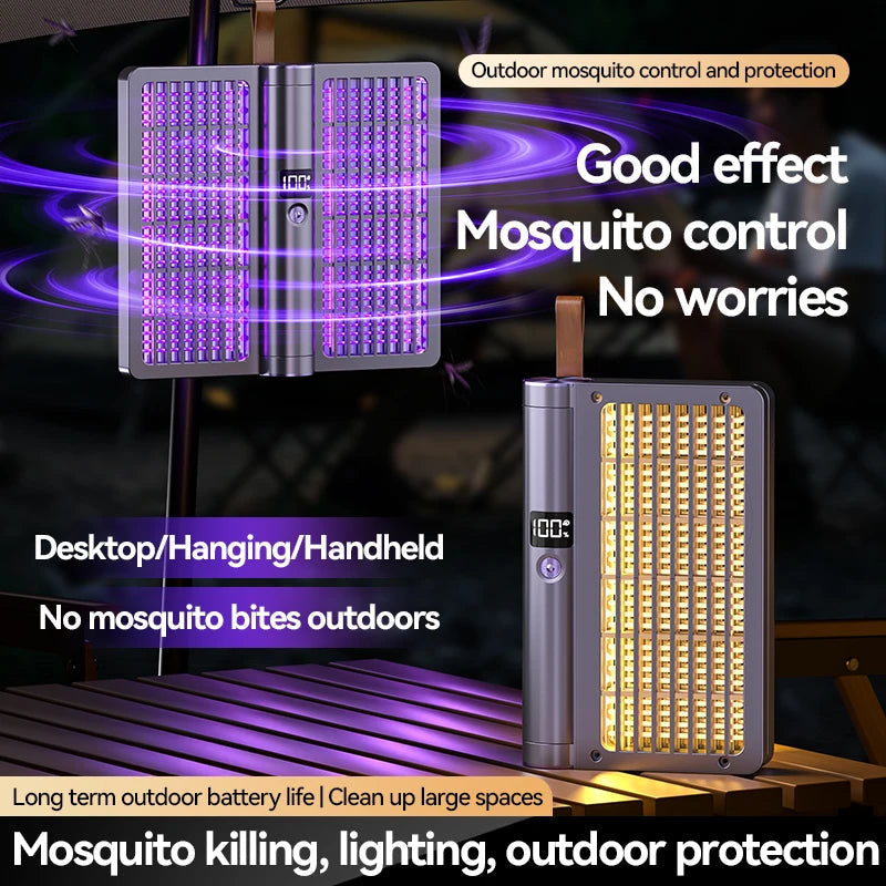 Foldable Electric Mosquito Swatter With Anti Mosquito Lamp Zapper 1005009510893894-Grey
