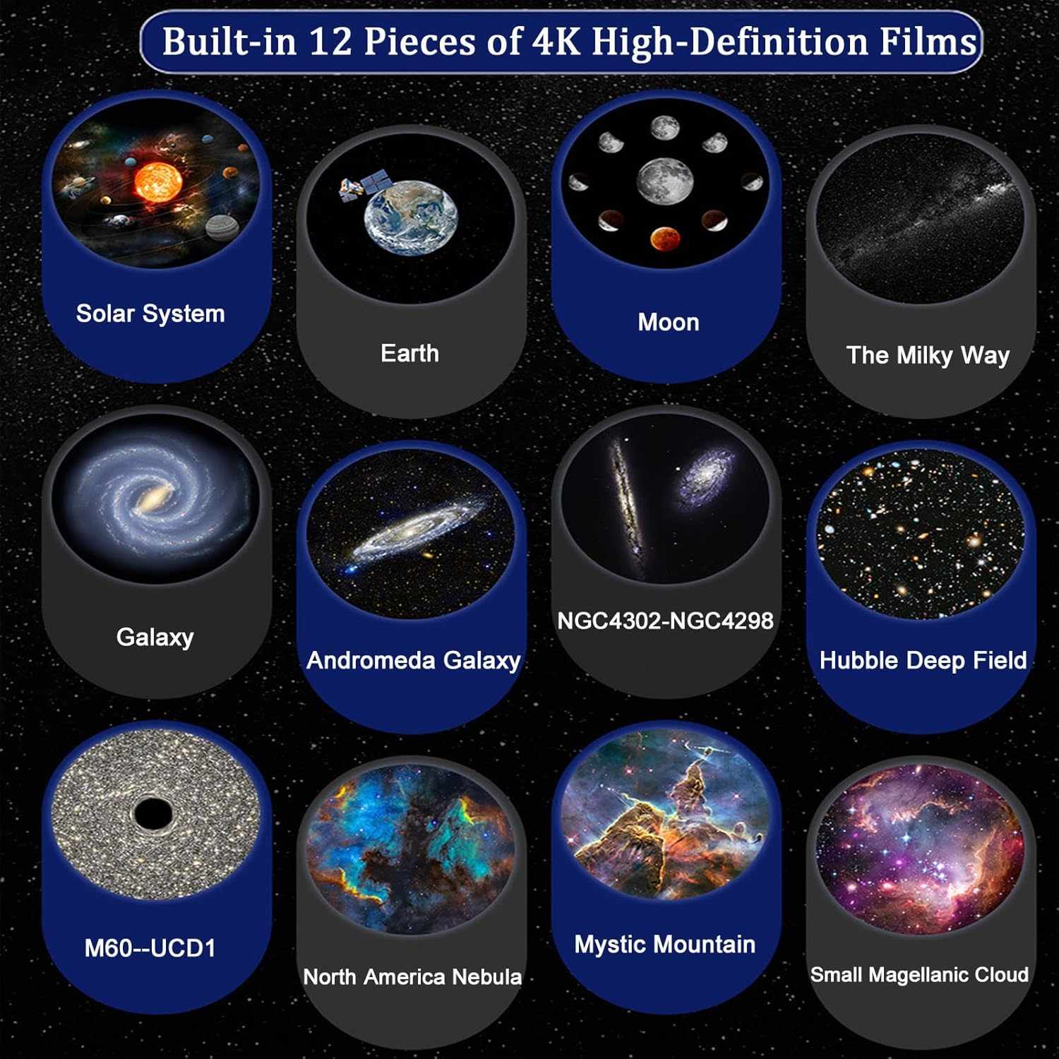 Galaxy Projector, Planetarium Star Projector Realistic Starry Sky Night Light with Solar System Constellation Moon