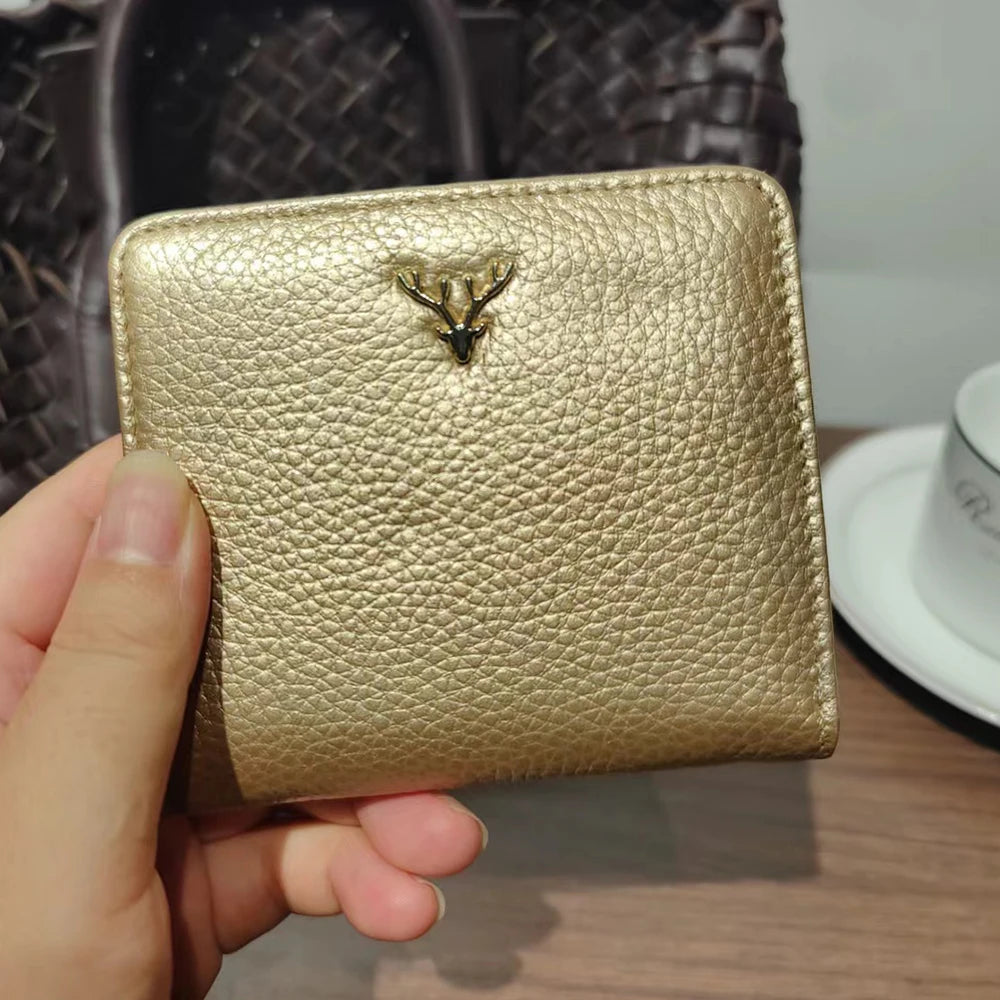 Genuine Cow Leather Mini Wallet, Valentines Gifts For Her, Zipper Coin Pocket 1005006603660259-Blue