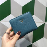 Genuine Cow Leather Mini Wallet, Valentines Gifts For Her, Zipper Coin Pocket 1005006603660259-Blue