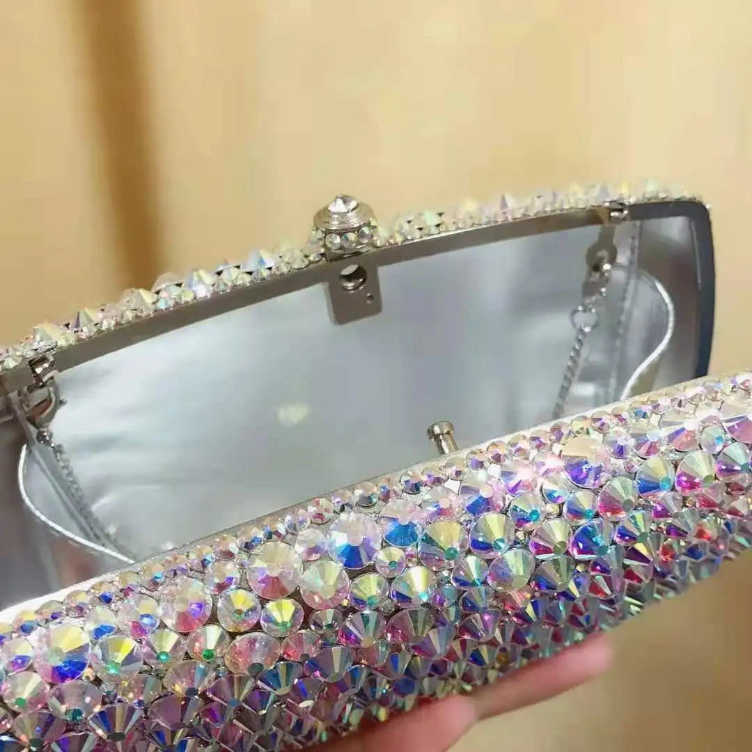 Silver Crystal Clutch Bag for Weddings and Parties