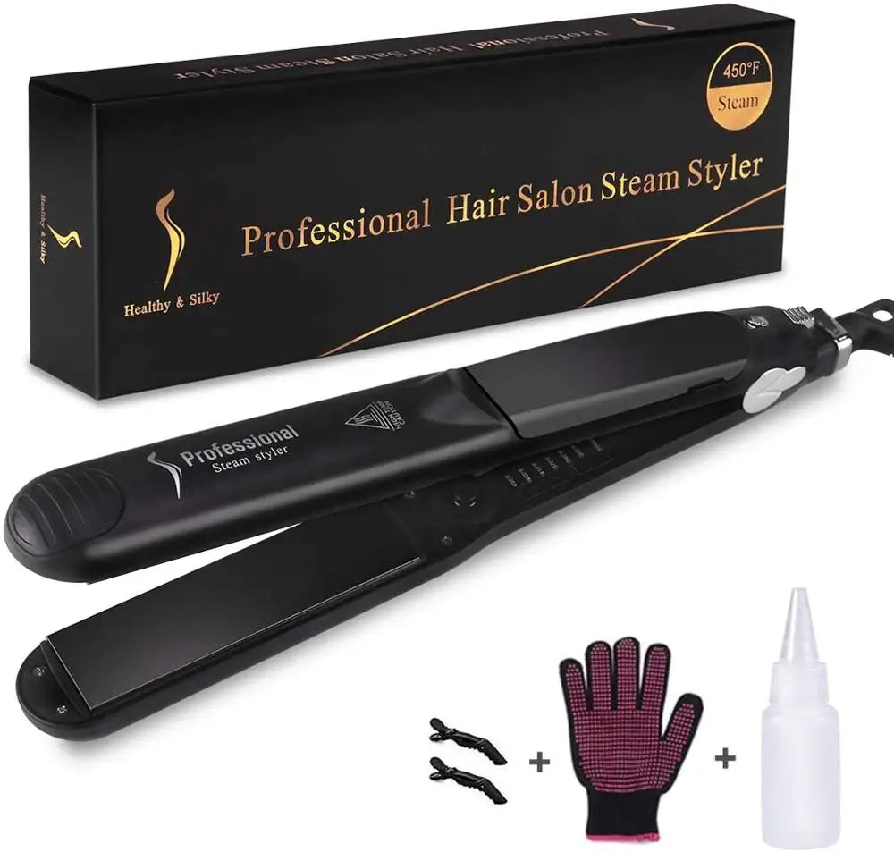2-in-1 Professional Steam Hair Straightening & Curling Iron