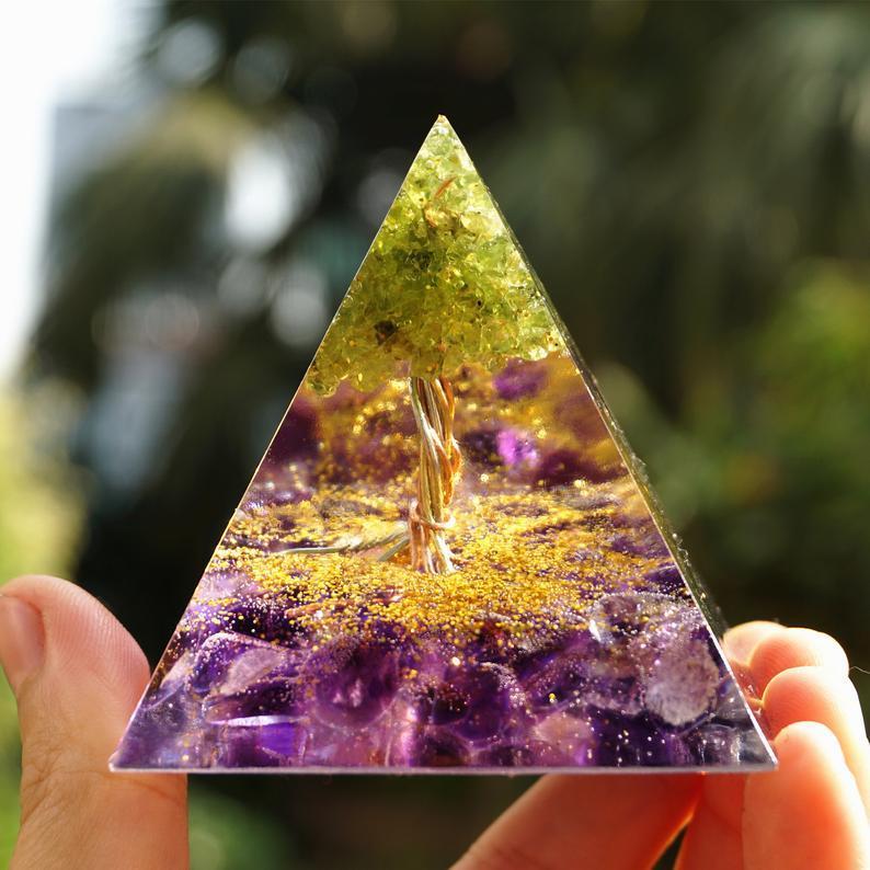 Orgonite Tree Of Life Peridot Pyramid