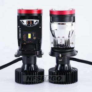 H4 LED Projector Mini Lens Headlight Bulbs 120W Turbo Fan