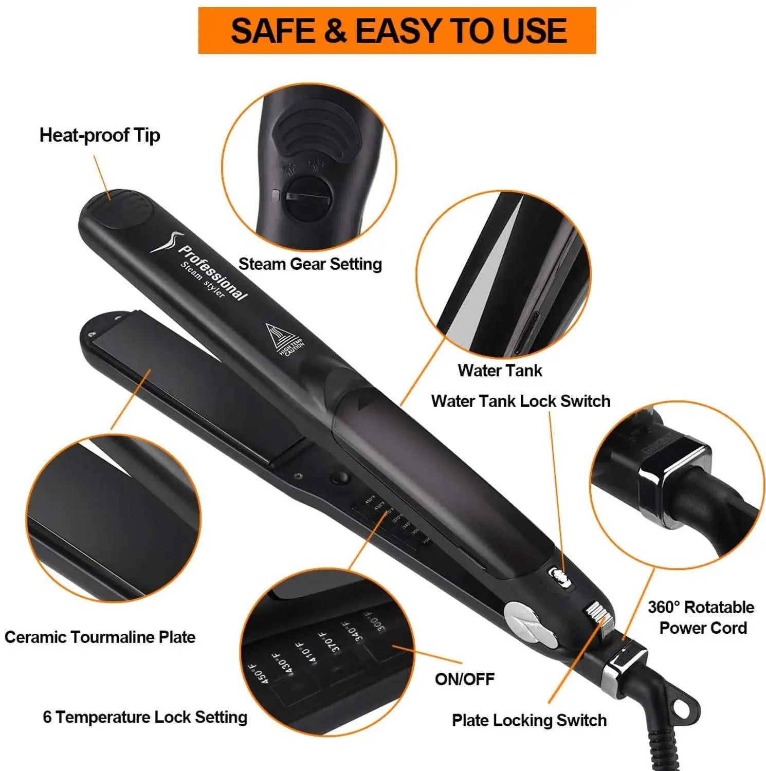 2-in-1 Professional Steam Hair Straightening & Curling Iron