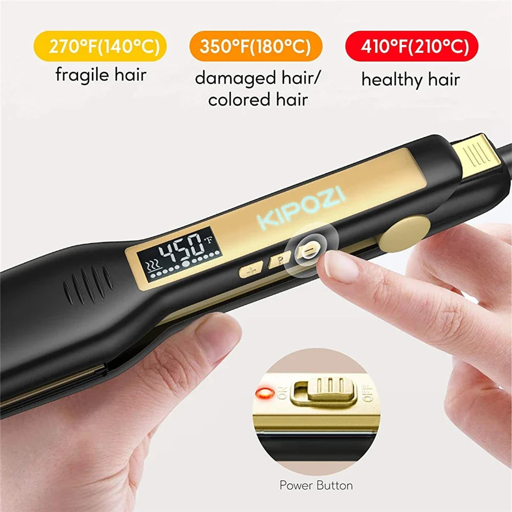 Professional Titanium Flat Iron Hair Straightener LCD Display