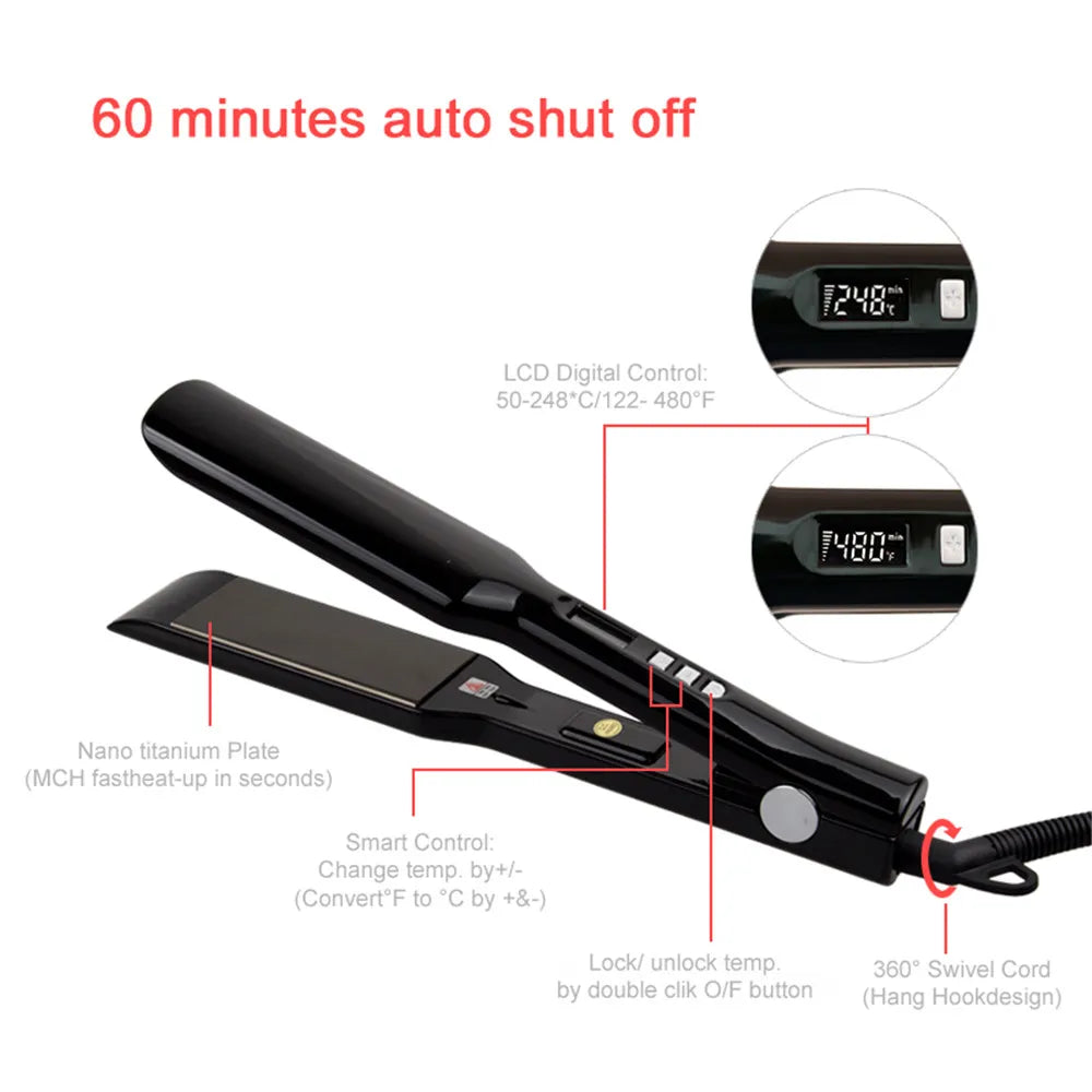 Professional Titanium Flat Iron Keratin Hair Styler 470℉