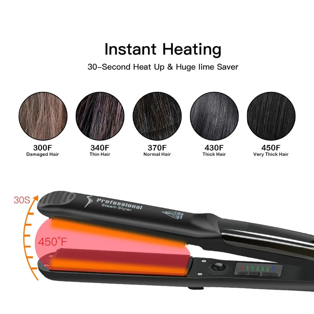 Professional Ceramic Steam Hair Straightener with Argan Oil