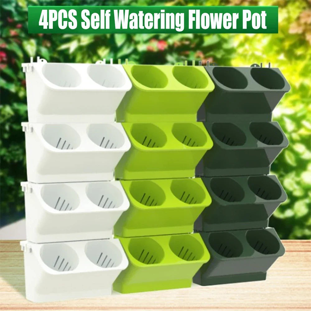 Stackable Self Watering Wall Planter Pots