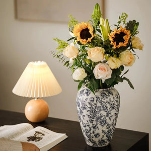 Handcrafted Blue And White Ceramic Cylinder Vase For Tabletop Decor 1005008710072928-S