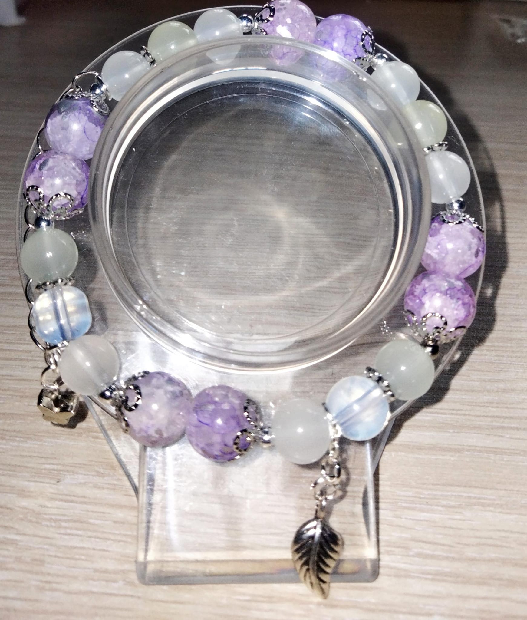 Handmade Bracelet Made Of Artificial Crystal, Charm Is Pre-Mixed Plated Metal