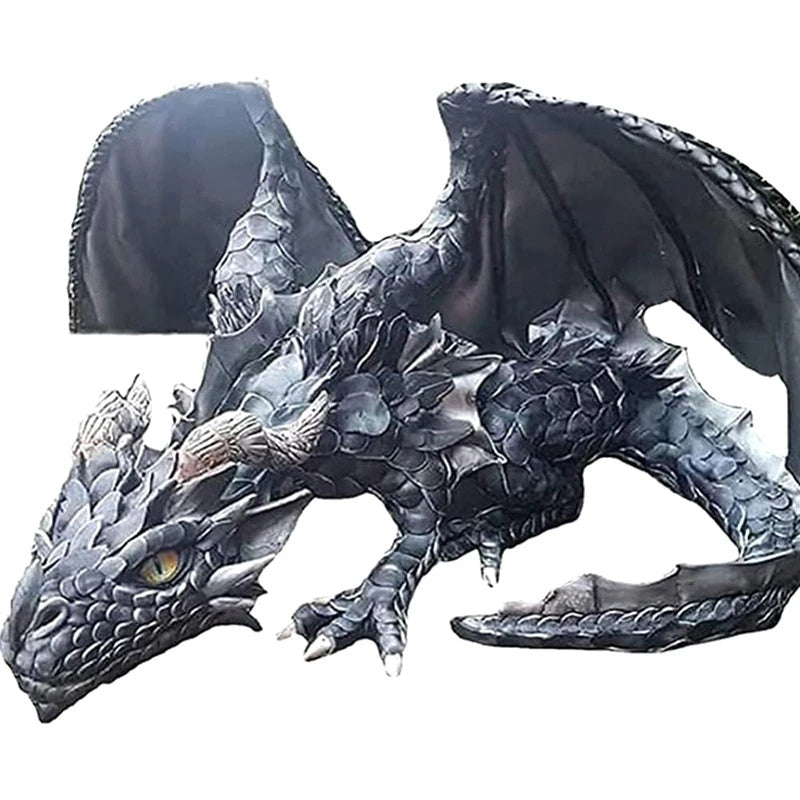 Handmade Resin Squatting Dragon Statue for Garden and Home Decor