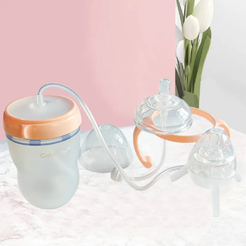 Hands-Free Baby Bottle, Feeding Bottle Kids Cup Children Training Silicone