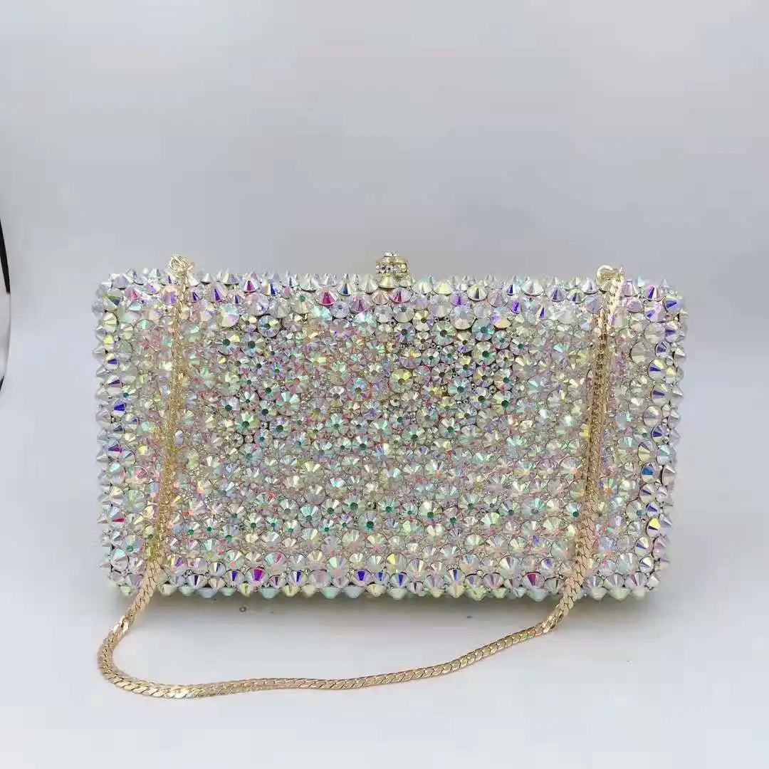 Silver Crystal Clutch Bag for Weddings and Parties