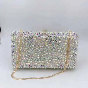Silver Crystal Clutch Bag for Weddings and Parties