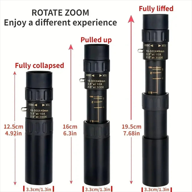 HD Monocular Telescope 10-300x Zoom Waterproof Portable