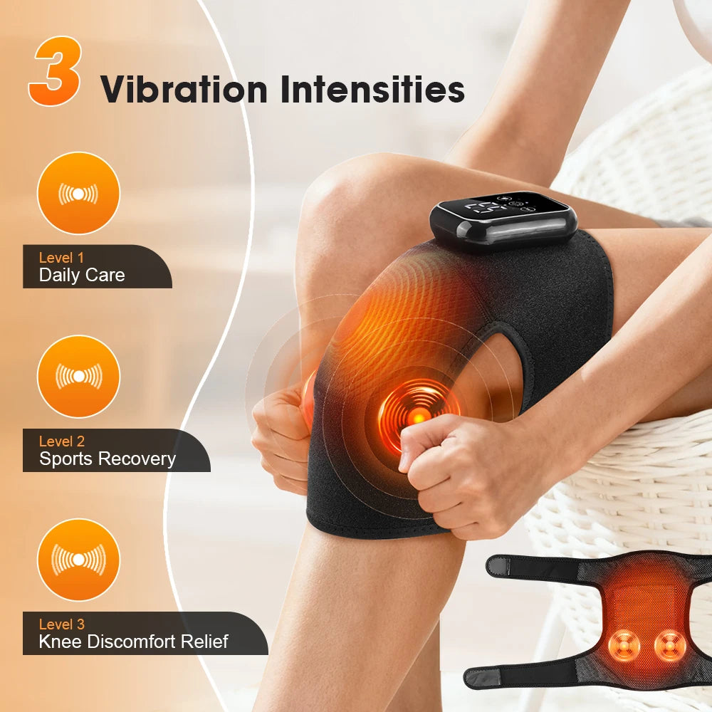 Heated Knee Massager Wrap With 3 Heat Levels And Vibration 1005010519634599-1PC Black