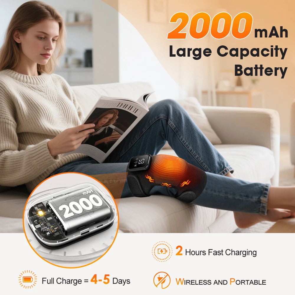 Heated Knee Massager Wrap With 3 Heat Levels And Vibration 1005010519634599-1PC Black