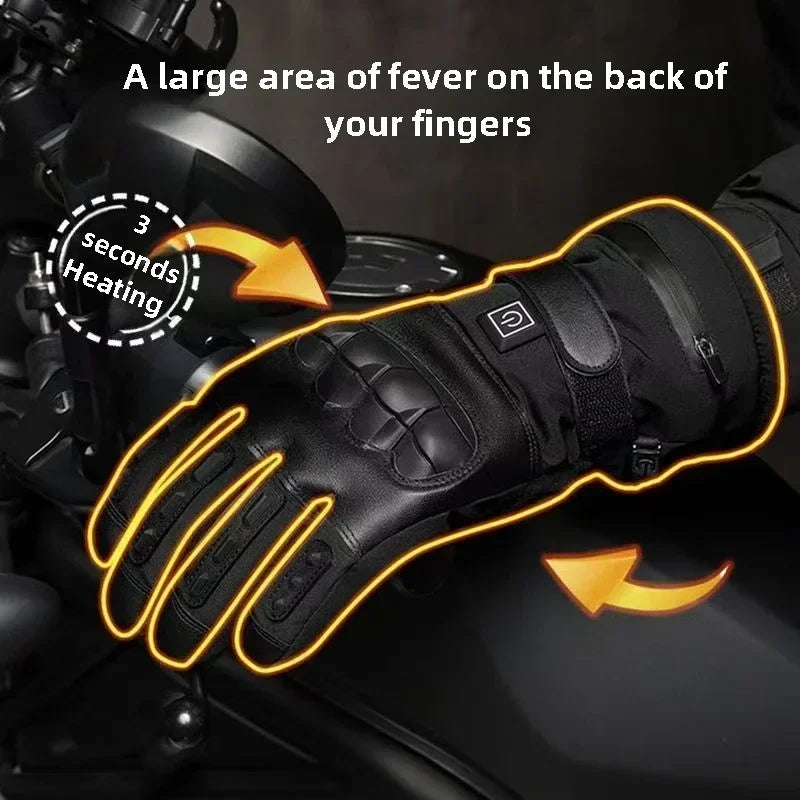 Heated Motorcycle Gloves With Touchscreen Fingers And Anti Slip Palm 1005008144988213-Shell Gloves Usb