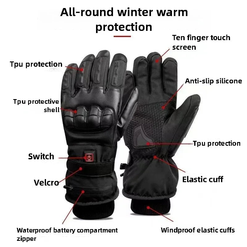 Heated Motorcycle Gloves With Touchscreen Fingertips And Anti Slip Palm 1005008017332864-Shell Gloves Usb AA