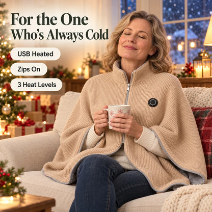 Zip-Up USB Heated Shawl Wrap